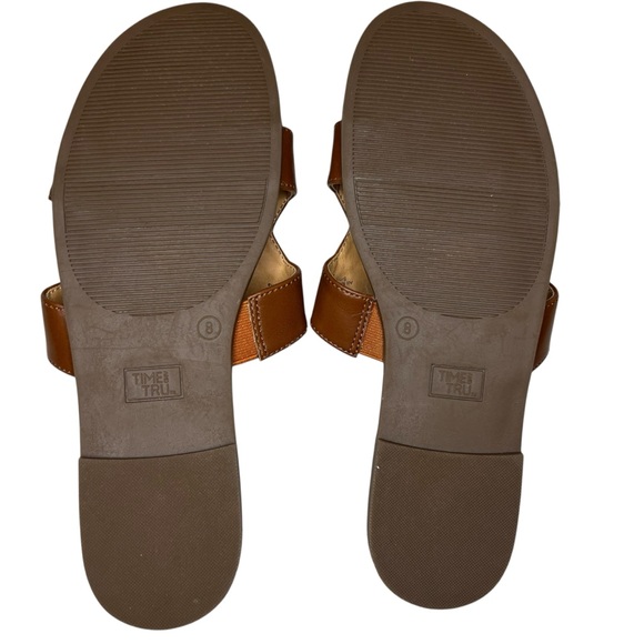 Time & Tru Slip On Sandals Womens SZ 8 Brown Tan Memory Foam Comfort Casual Chic - Picture 4 of 12